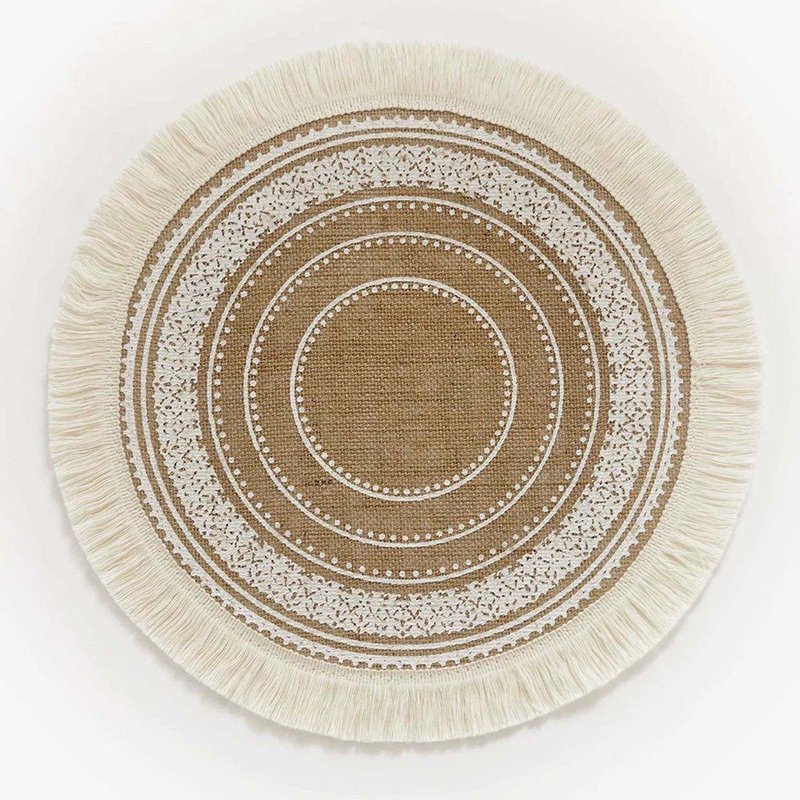 Jacquard Quilted Custom 100% Cotton Placemats Waterproof round Country Kitchen Napkin with Plaid Style for Weddings