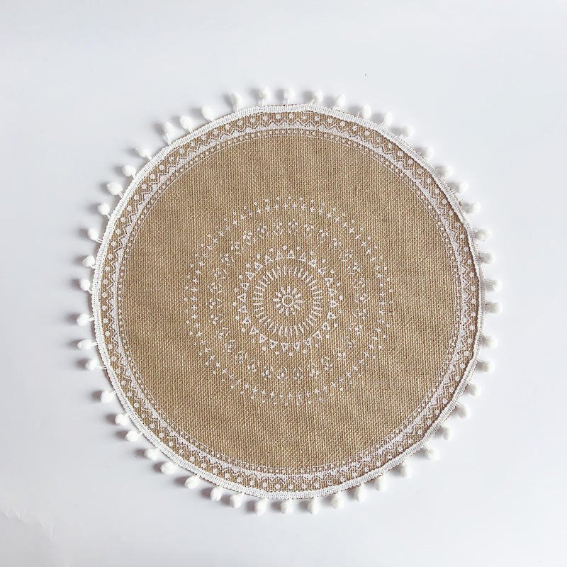 Jacquard Quilted Custom 100% Cotton Placemats Waterproof round Country Kitchen Napkin with Plaid Style for Weddings