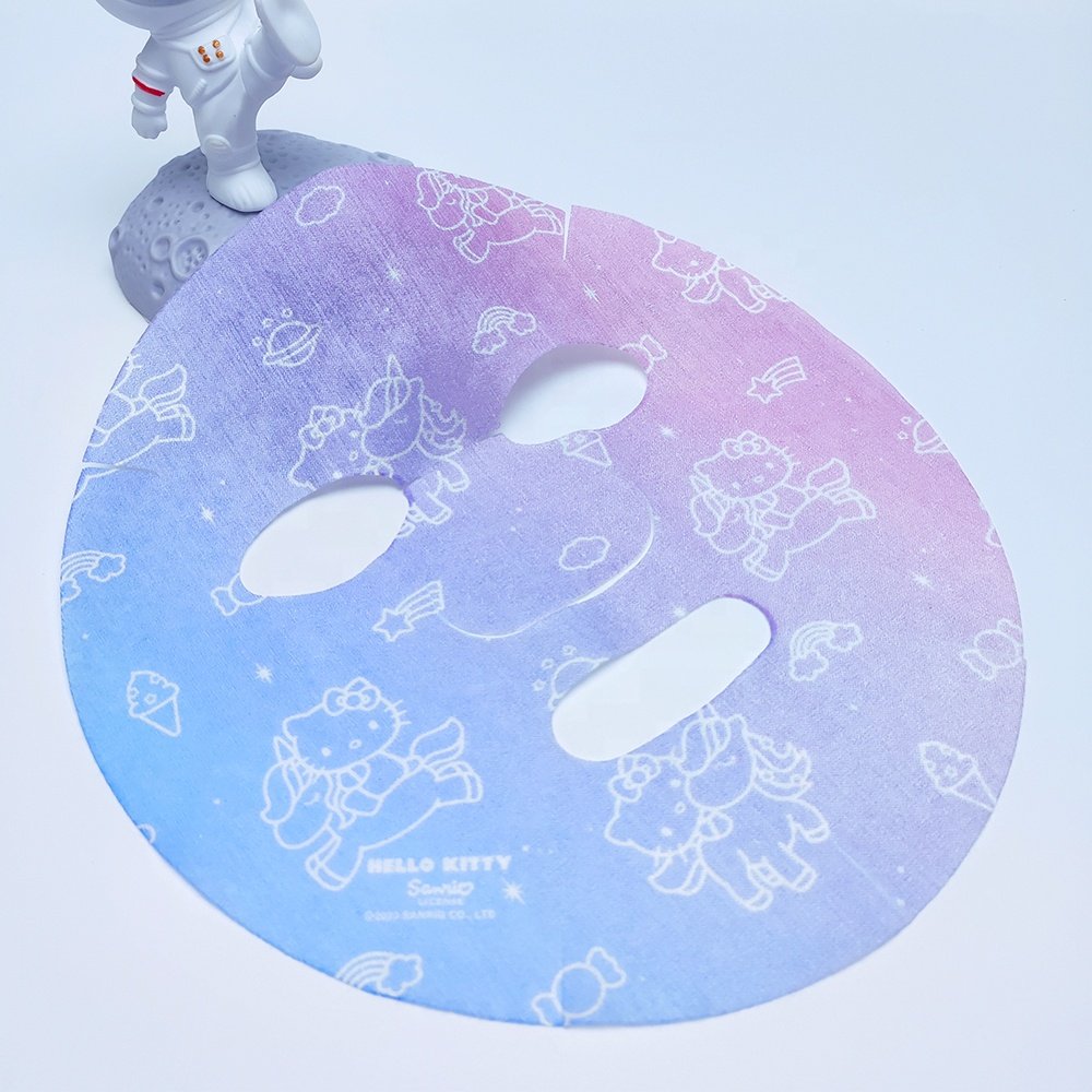 Gradient color cartoon printing pattern Bamboo Fiber Facial Masks Sheet Tencel Mask sheet customized