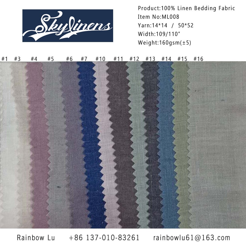 280cm Wide Width Plain Dyed French 100 Washed Pure Linen Fabric For Curtain Bedding Set