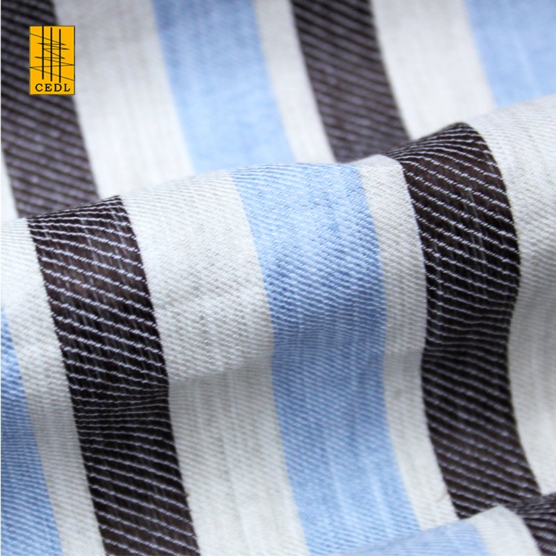 For Women Dresses Shirts Pants Woven Fabric Breathable YARN DYED TWILL Stripe Hot Selling Linen Cotton Blended Cotton T-shirts