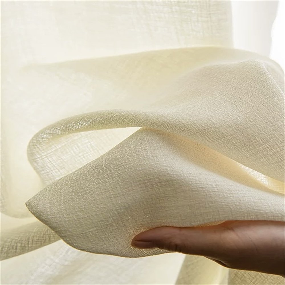 320 cm 100% Polyester linen chiffon Fabric,White sheer Curtain Fabric, Fireproof Voile Curtain Fabric