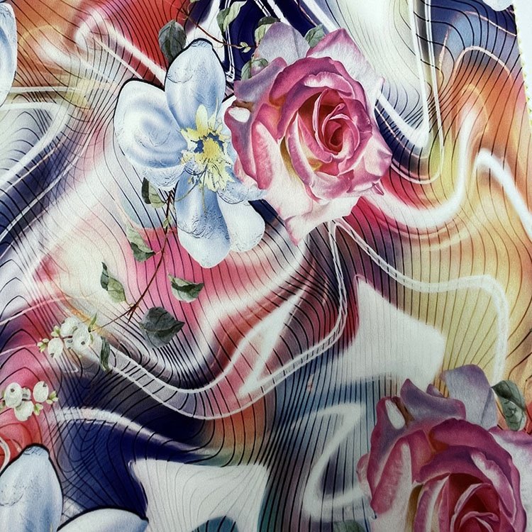 High Quality Colorful 95% Polyester 5% Spandex Light Weight Print Woven Fabric For Women Dress