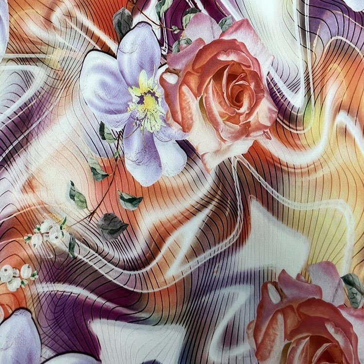 High Quality Colorful 95% Polyester 5% Spandex Light Weight Print Woven Fabric For Women Dress