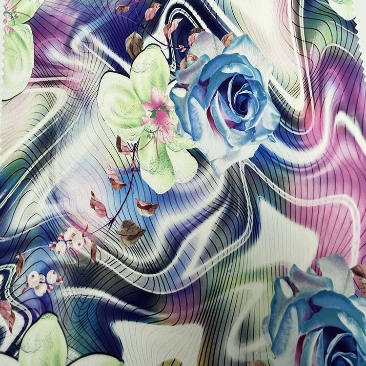 High Quality Colorful 95% Polyester 5% Spandex Light Weight Print Woven Fabric For Women Dress