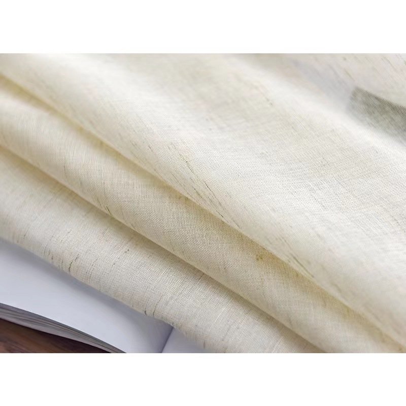 China Factory Supply Linen Sheer Curtain Fabric Polyester Linen Textured Voile Curtain Fabric