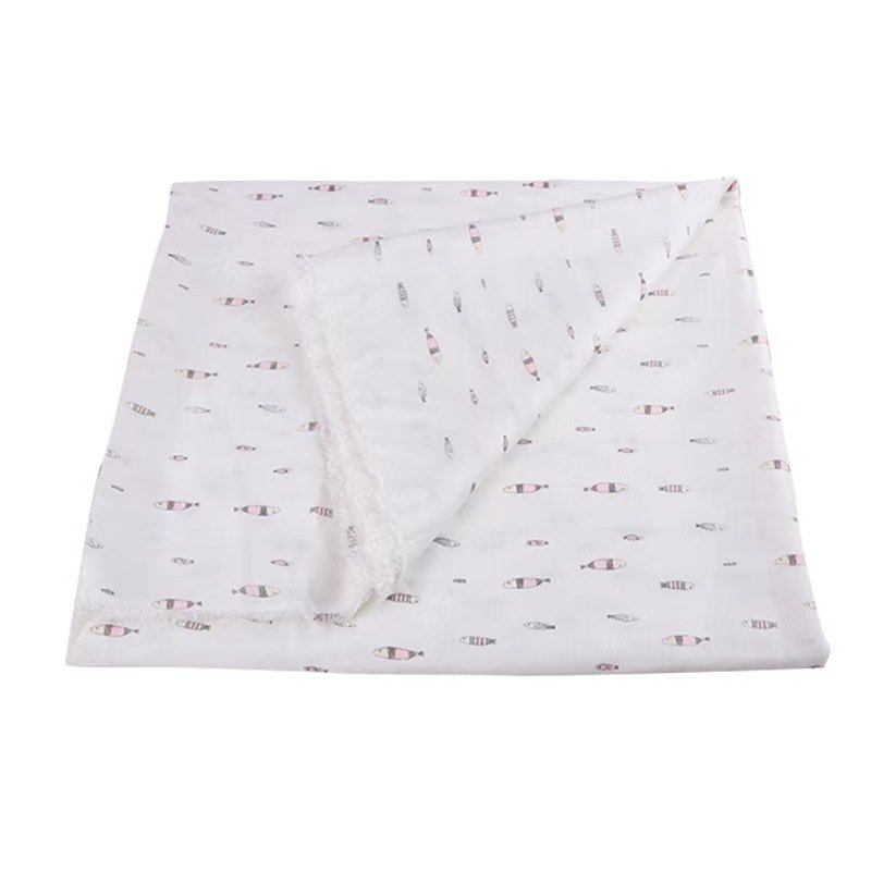 Wholesale Breathable White 70%Bamboo Fiber 30% Cotton 155cm 40s Double Gauze Fabrics for Clothing