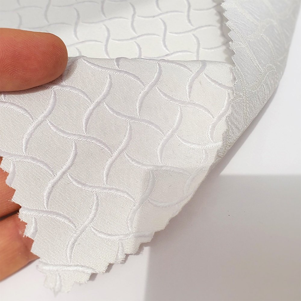 Female fashion dress and clothes 100% polyester jacquard fabric white grace color for summer