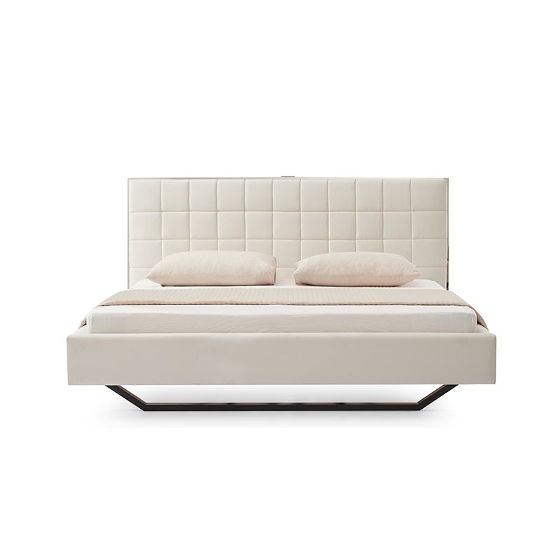 OEM Custom High End Wooden Frame Bedroom Home Furniture Villa Bed Luxury Design King Queen Size Fabric Cotton Linen Bed