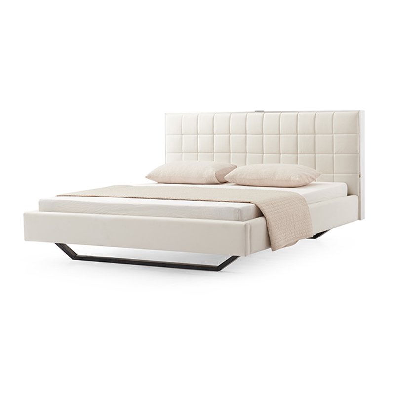 OEM Custom High End Wooden Frame Bedroom Home Furniture Villa Bed Luxury Design King Queen Size Fabric Cotton Linen Bed