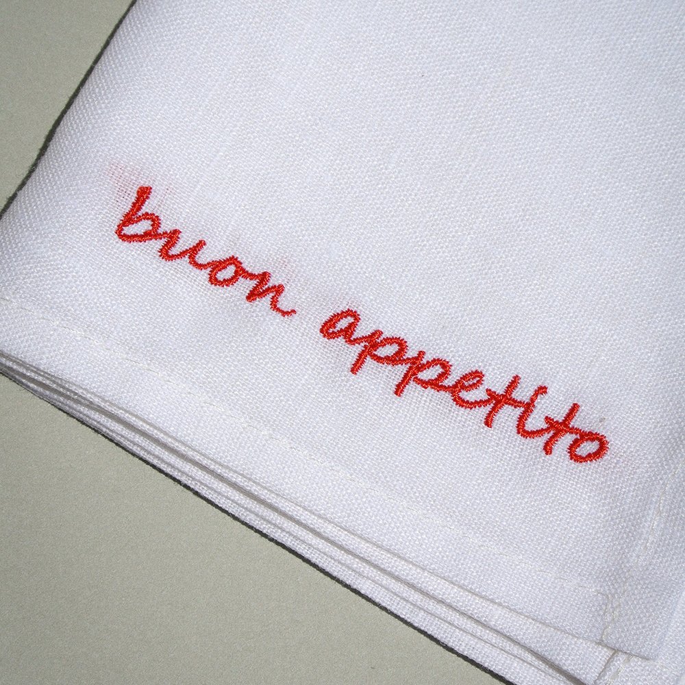 Monogram Embroidered Pure White Linen napkin for wedding Luxury France flax fabric cocktail linen napkin placemats Wholesale