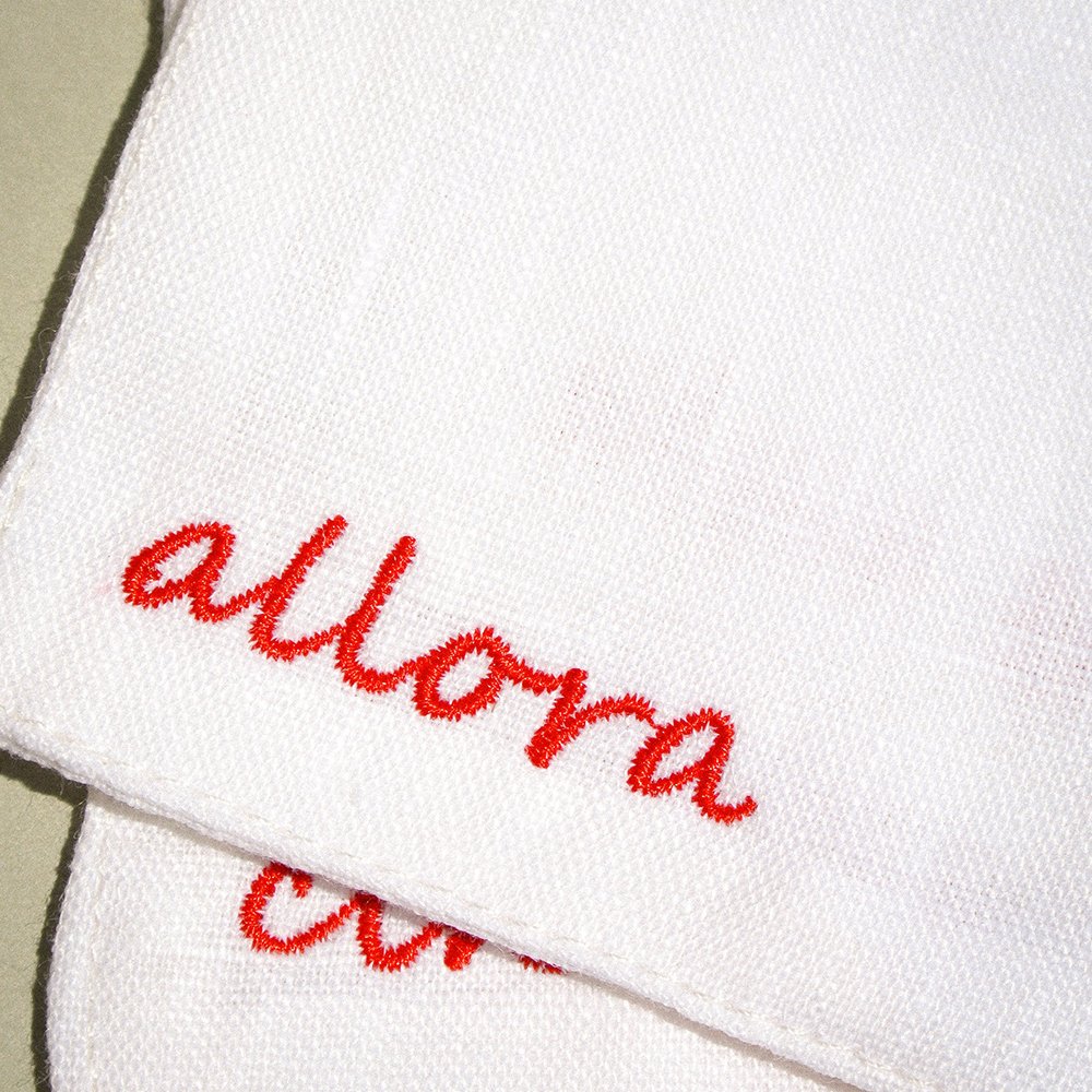 Monogram Embroidered Pure White Linen napkin for wedding Luxury France flax fabric cocktail linen napkin placemats Wholesale
