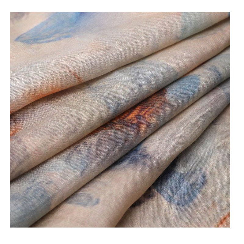 Woven Fabrics 100% linen Digital Printing Fabric For Shirts