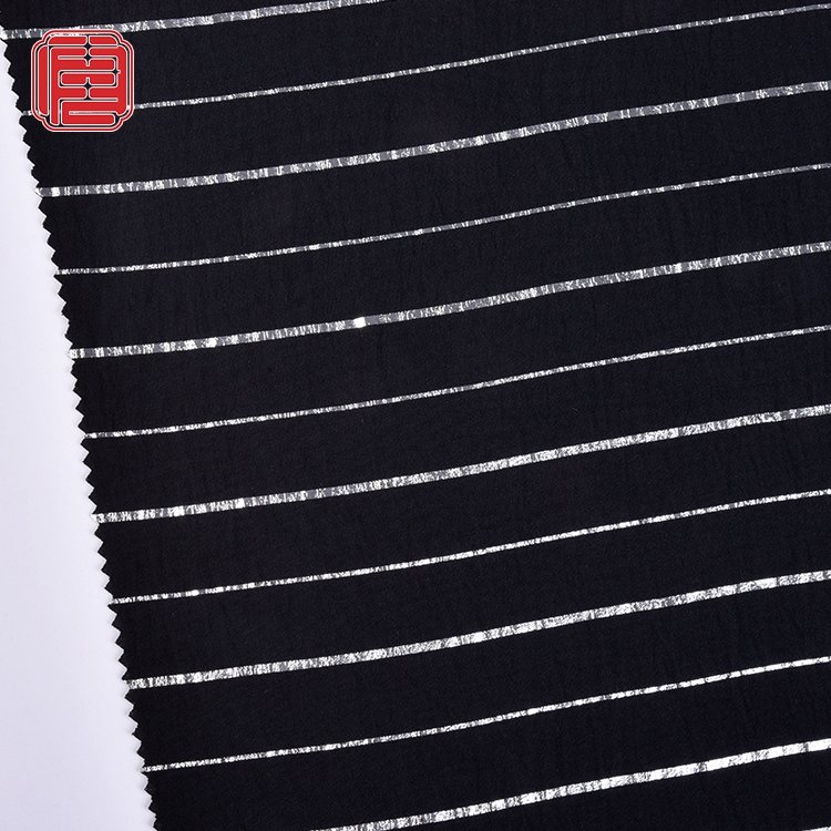 2023 New Production 100% Polyester CEY Crepe Light Weight Stripe Foil Design Fabric For Women Dress
