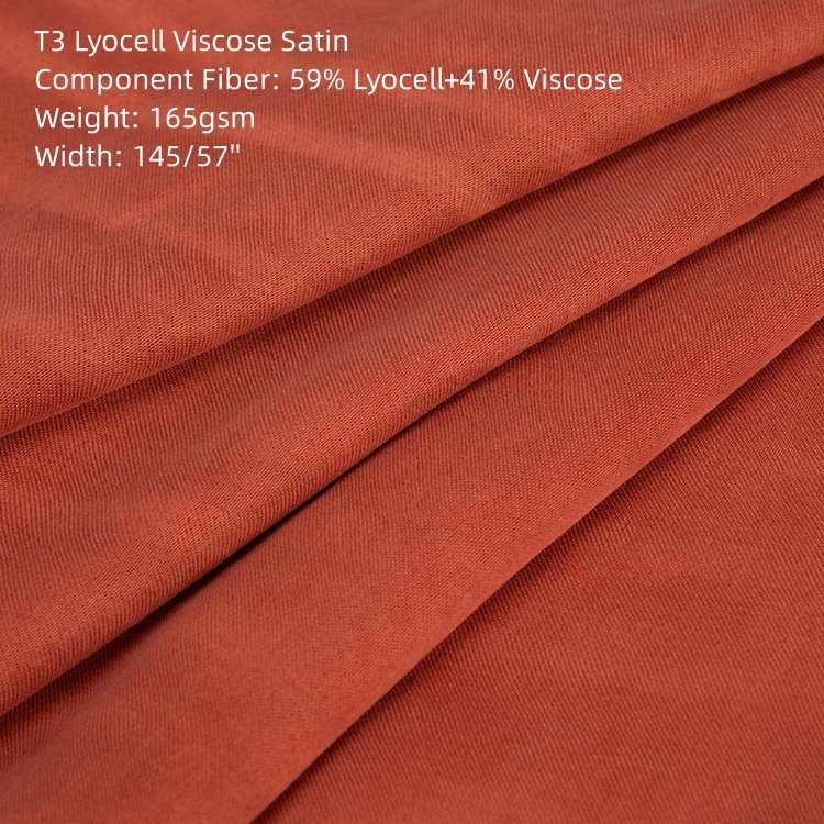 T3 wholesale 165gsm Organic Stain Repellent Lyocell Viscose Satin fabric for women dress