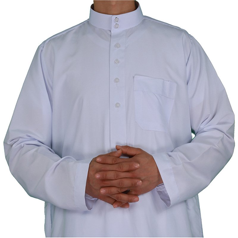 China Cheap 100% Spun Polyester Arabic Thobe Fabric For Shirts And Robes Muslim White And Dyed Clothing Fabric