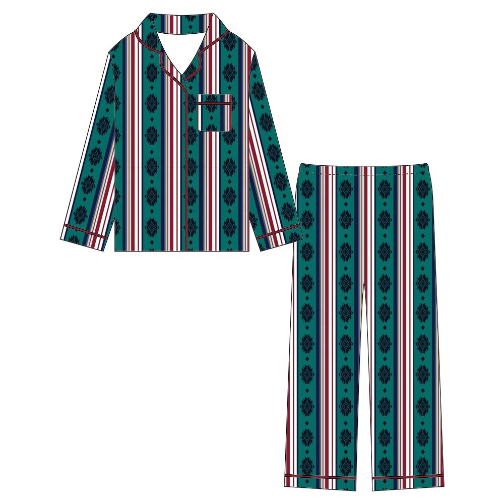 Wholesale Custom Baby Long Sleeve Print Pajamas Comfy Breathable Parent-child Bamboo Pajamas Infant Sleepwear Clothing