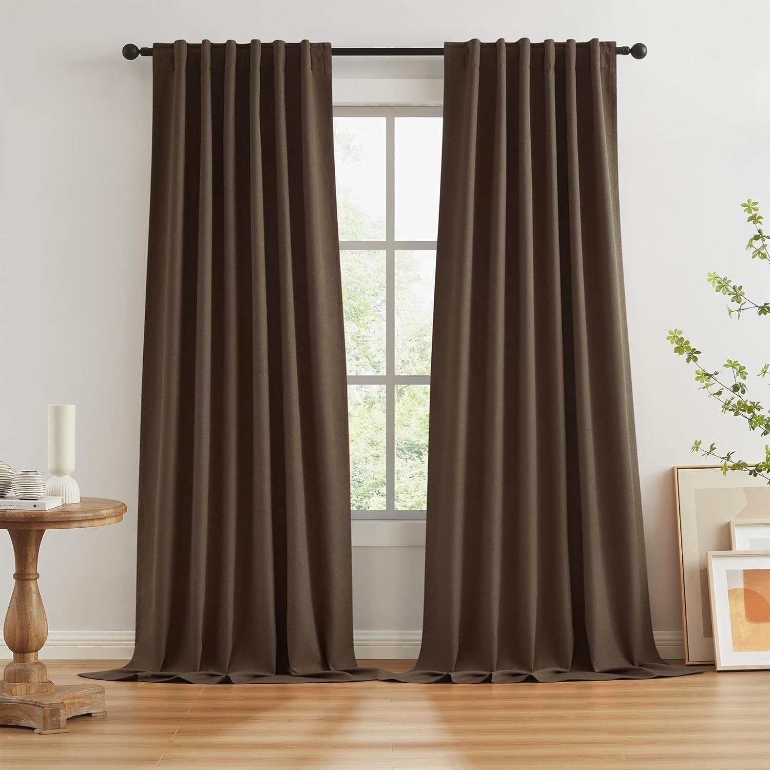 High Quality Linen Style Solid Blackout Curtain Fabric Two Sides Weaving with Dyed Pattern Factory Supply