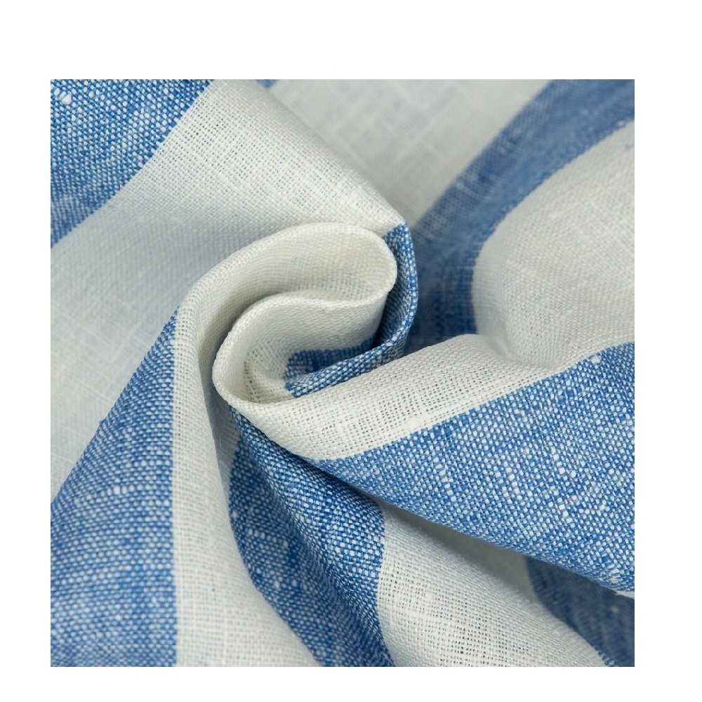 Wholesale 260 GSM 100% Organic Linen Woven Fabric Breathable Yarn Dyed Not Softened Clothes Shirts Upholstery Plain Style Home