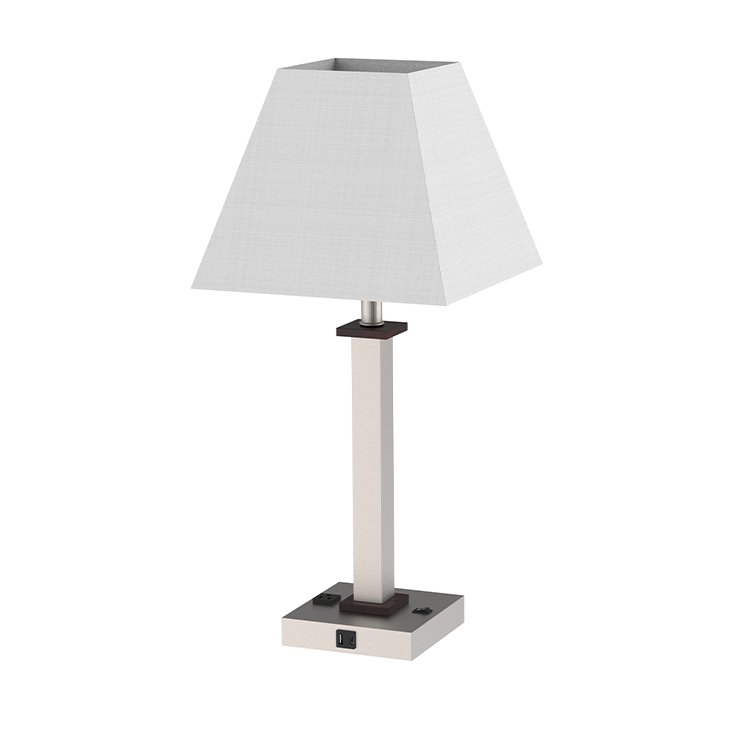Hotel Modern Design Bedroom Guestroom Table Light Room Desk Fabric Shade Bedside Motel Room Table Lamp With Power Outlet and USB