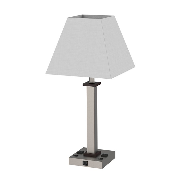 Hotel Modern Design Bedroom Guestroom Table Light Room Desk Fabric Shade Bedside Motel Room Table Lamp With Power Outlet and USB