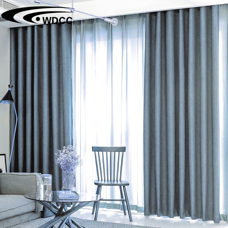 Hotel Blackout Curtain solid linen fabric light Shading living room blackout Curtains