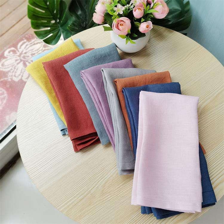 Custom French Flax Linen Stone Washed Cloth Napkins Logo Embroidery Napkin