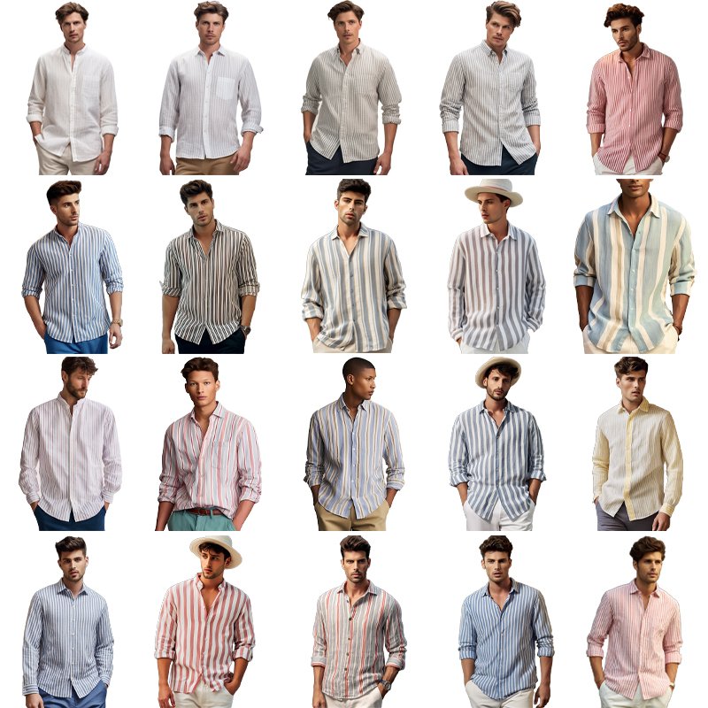 Wholesale Cotton Linen Shirts Dress Oversized Blouse Casual Style Men Long Sleeve Striped Button Down Shirts