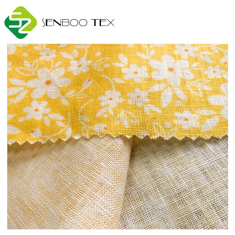 High Quality Digital print 9x9 linen fabric floral patterns for garment