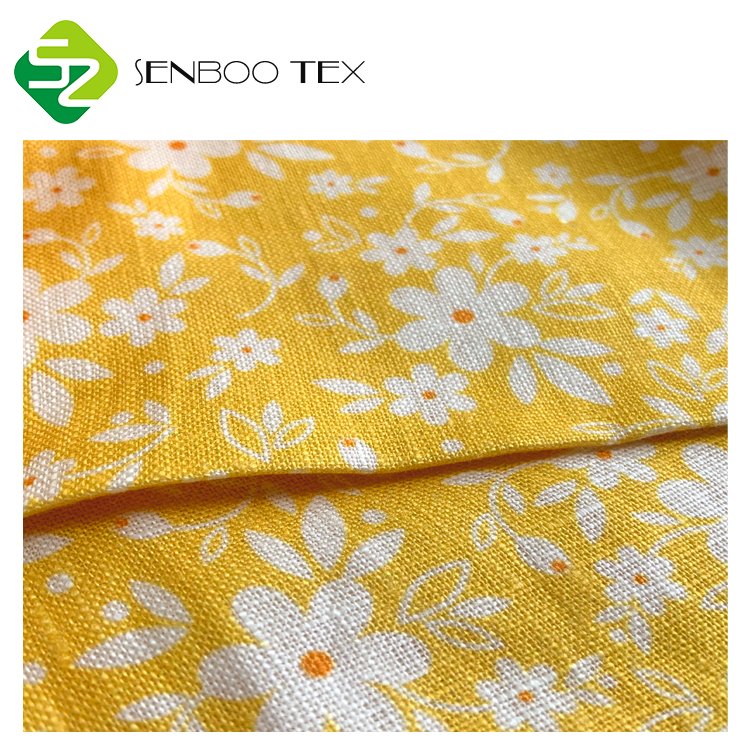 High Quality Digital print 9x9 linen fabric floral patterns for garment