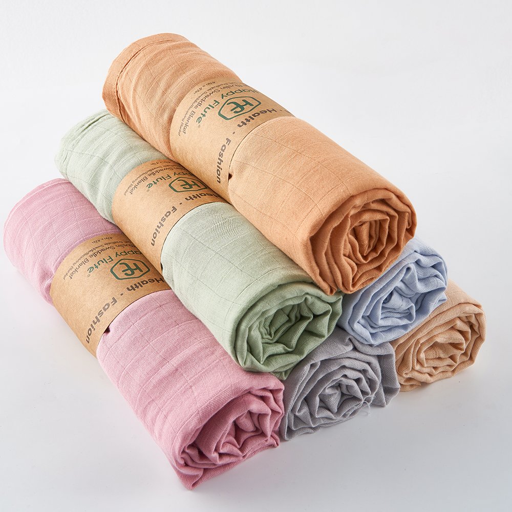 Kangobaby Custom Soft Comfort Organic Bamboo Cotton Baby Blankets Solid Color Muslin Swaddle Baby Blankets