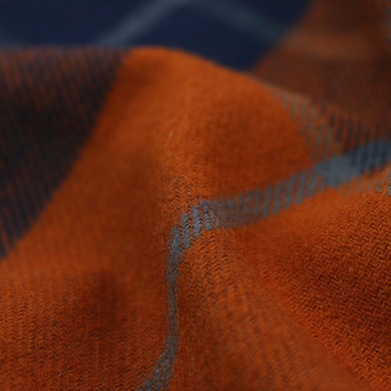 Hot Selling 100%cotton Breathable Orange and Dark Blue Flannel Yarn Dyed Check Fabric for Shirts
