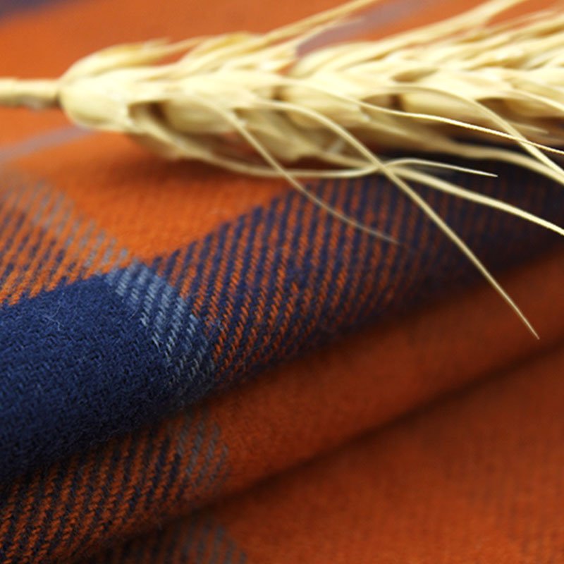 Hot Selling 100%cotton Breathable Orange and Dark Blue Flannel Yarn Dyed Check Fabric for Shirts