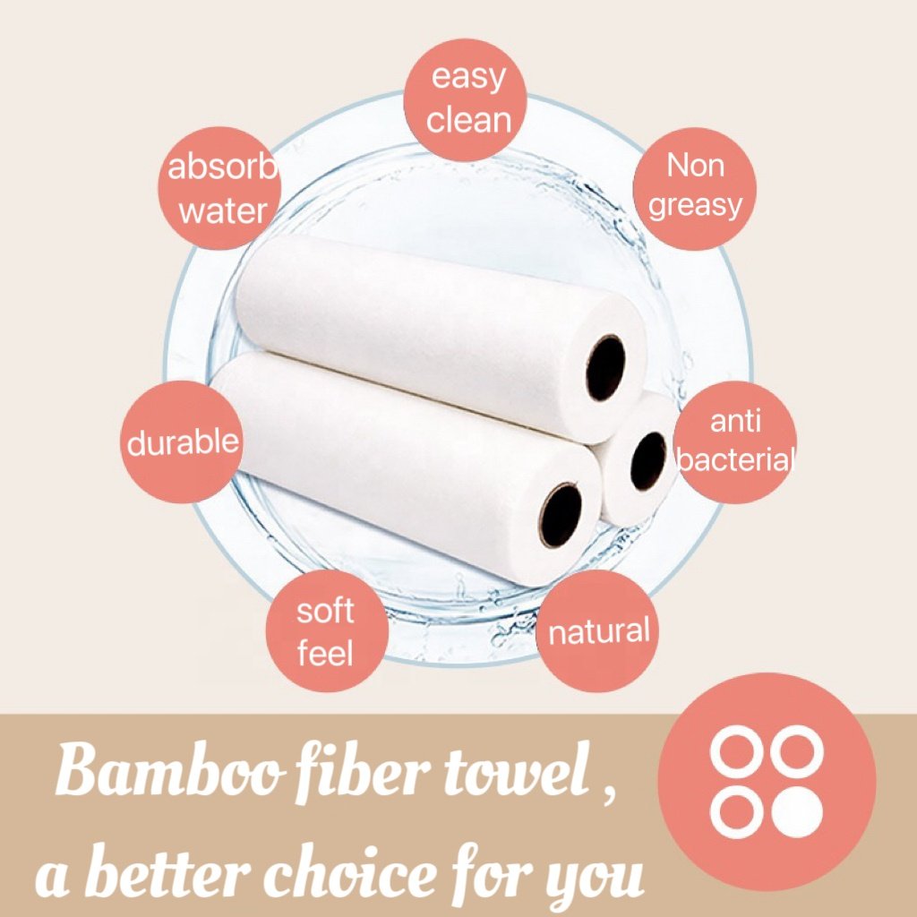 Bamboo Fiber roll reusable cleaning cloth Washable Kitchen Household Cleaning Wipes Ra