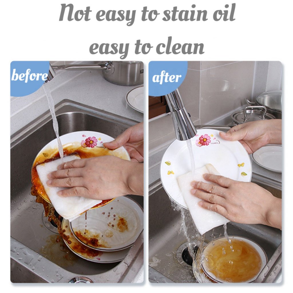 Bamboo Fiber roll reusable cleaning cloth Washable Kitchen Household Cleaning Wipes Ra