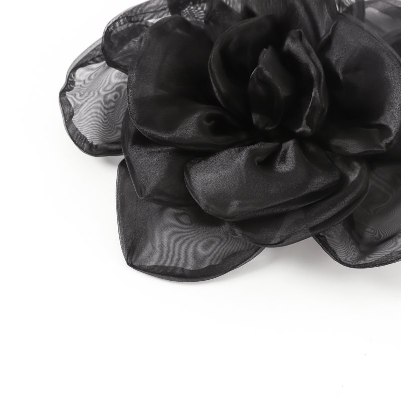 Wholesale Customizable Color 100 Polyester Black and White Flowers Fabric 27cm Width Lightweight Breathable Fabric