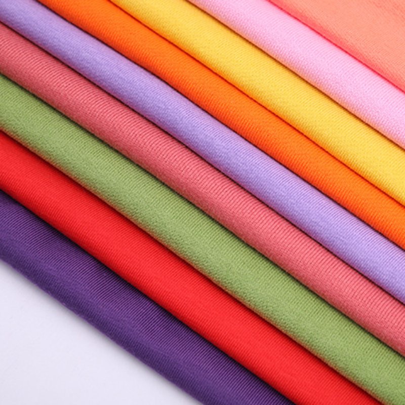 high quality jersey fabric manufacturer knitted 100% polyester knitted plain dyed t shirt single jersey fabric