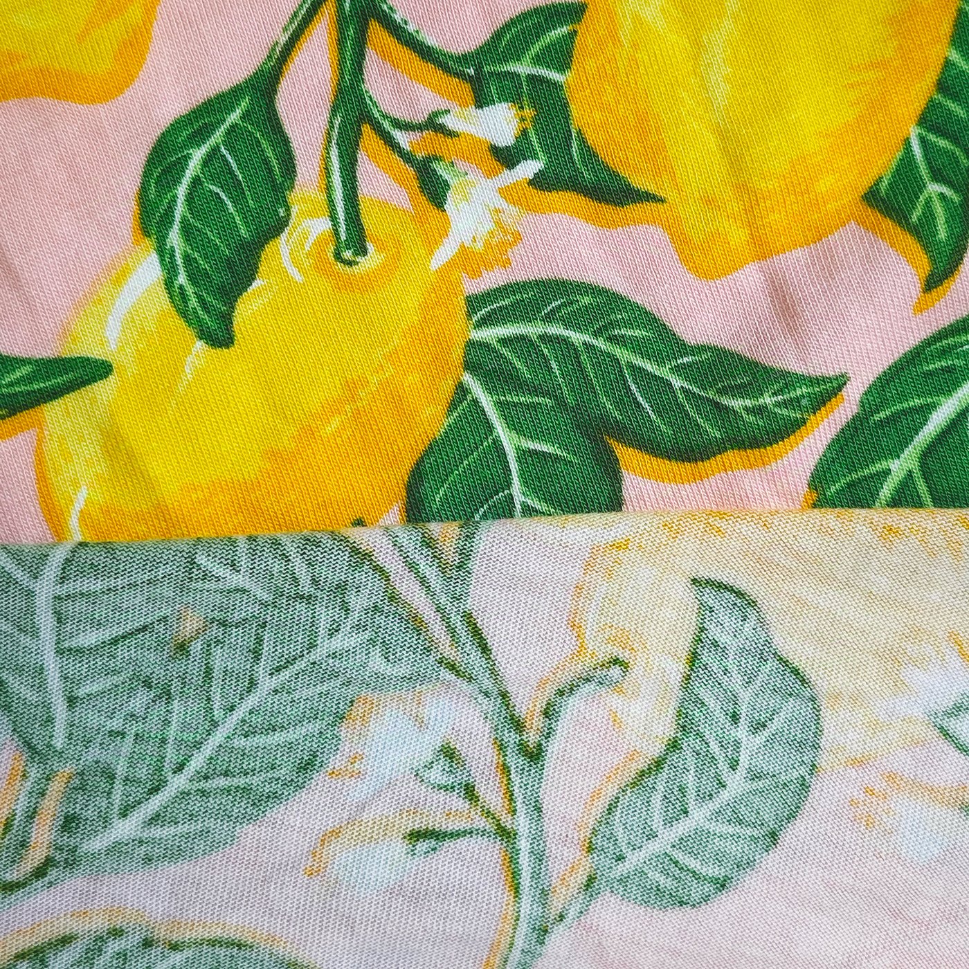 Custom Design Anti-Bacteria Wicking Moisture 70% Bamboo 30% Cotton Lemon Printed Single Jersey Fabric For Baby Clothing