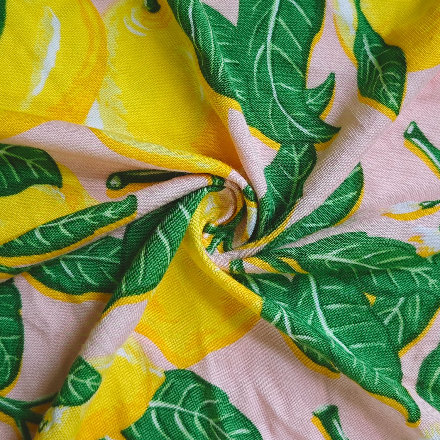 Custom Design Anti-Bacteria Wicking Moisture 70% Bamboo 30% Cotton Lemon Printed Single Jersey Fabric For Baby Clothing