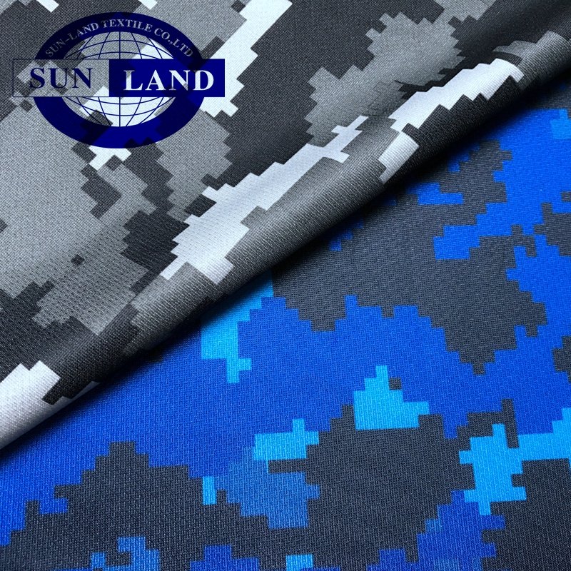sublimation print digital camo printed 100 polyester sports round neck shirt mesh fabric