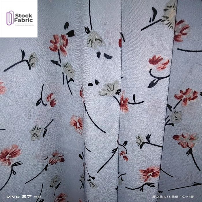 Tessuto reliable quality woven stock lot 100% polyester pearl chiffon print fabric for garment