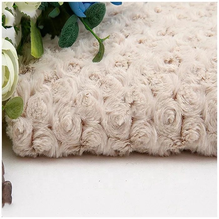 Custom 100%Polyester super soft plush fabric rose flower brushed PV fleece velour knitted fabric for toys and garment