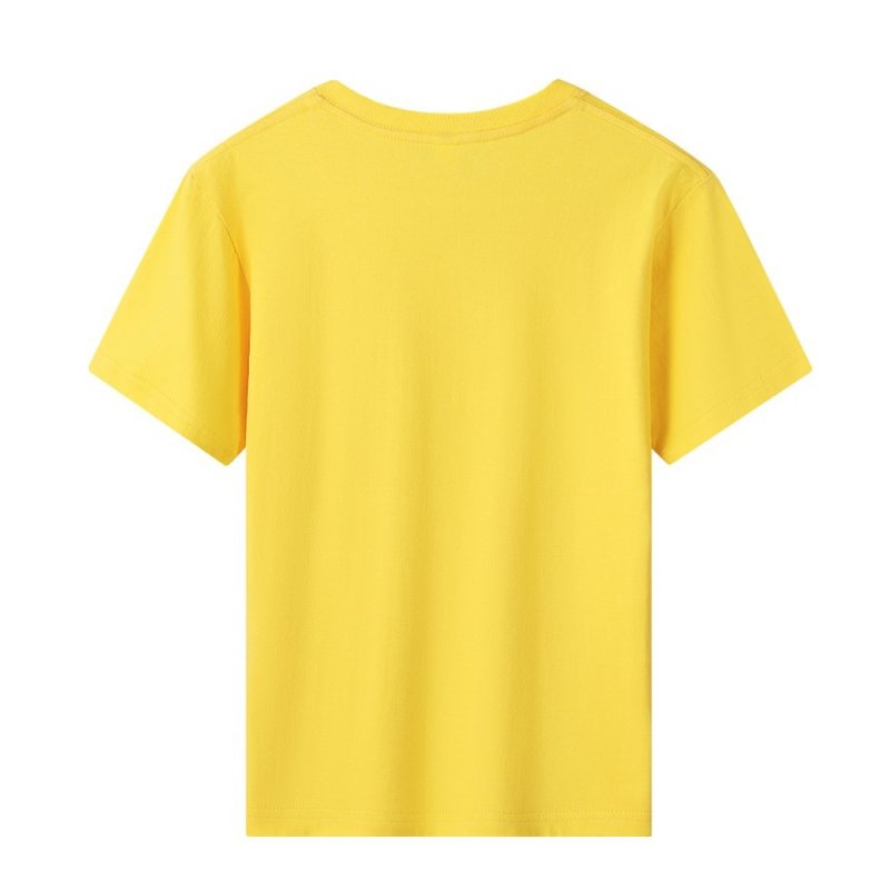 HMY Unisex Kids' O-Neck T-Shirt Customizable Blank Design Casual Loose Fit Short Sleeves Printed Jersey Fabric Plain Dyed