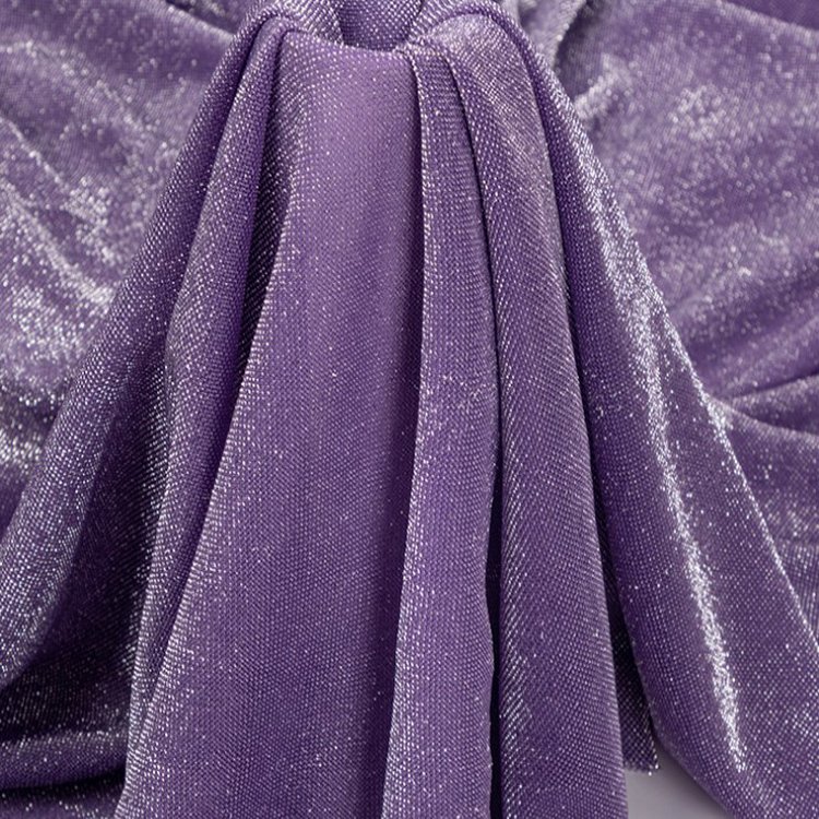 Factory price 100% polyester glitter metallic yarn knitted chiffon fabric for one piece dress
