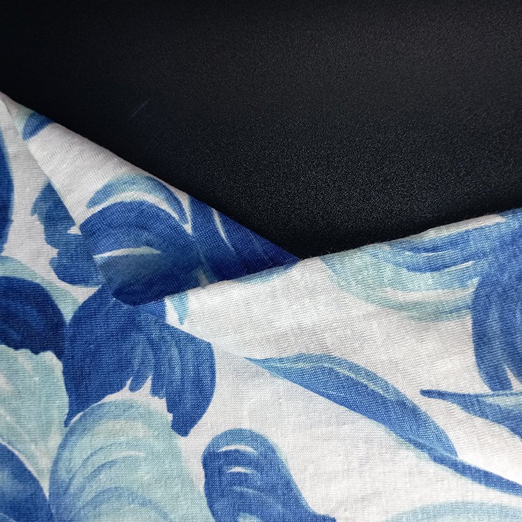 high quality wholesale natural flax fiber blend spandex knitted jersey printed linen fabric