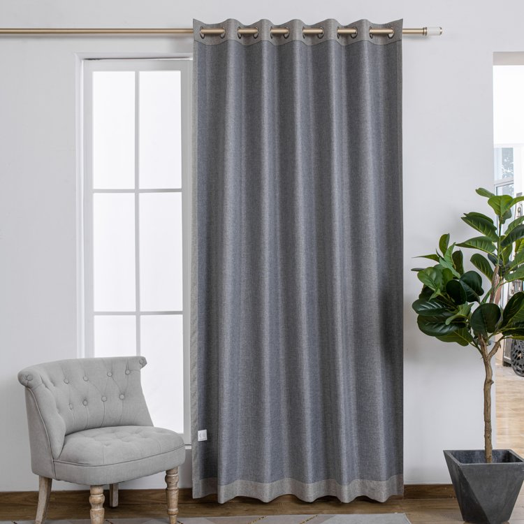 High Selling New Style King Linen Fabric Beige Color 100% Blackout Jacquard Fabric Household Curtain