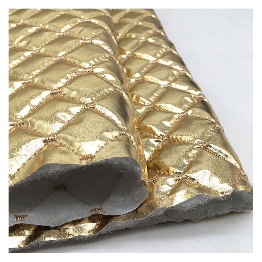 glitter winter fabric 100% polyester hot stamping foil diamond quilted fabric for jacket/coat