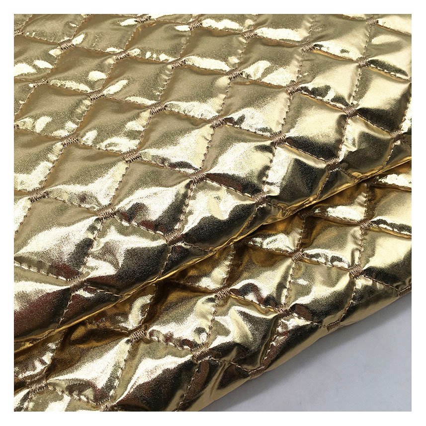 glitter winter fabric 100% polyester hot stamping foil diamond quilted fabric for jacket/coat