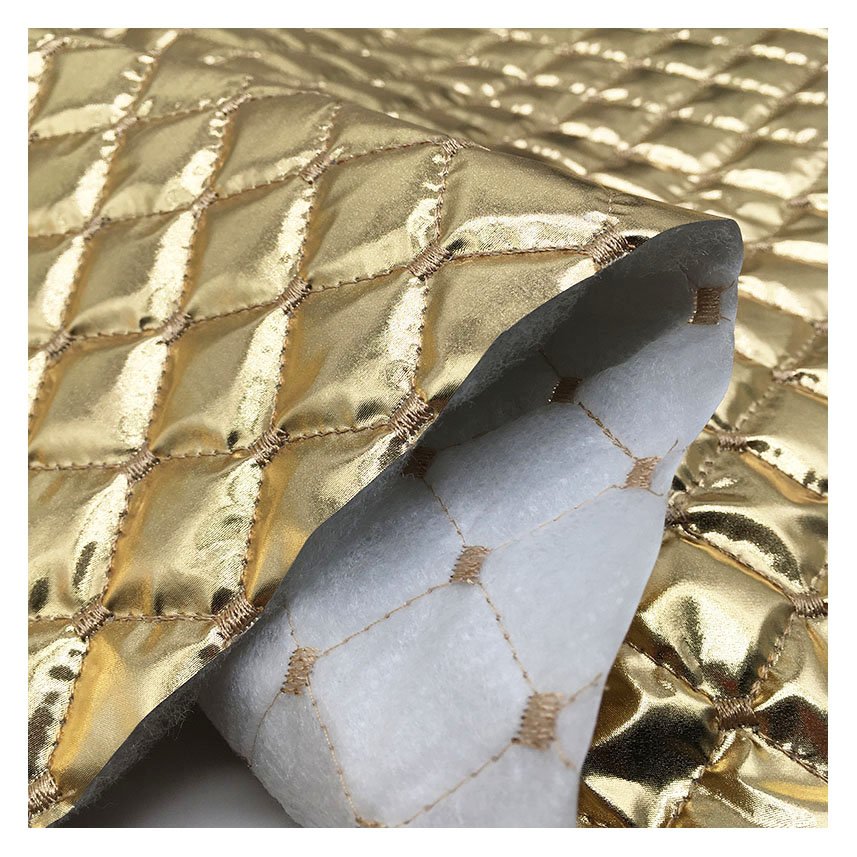 glitter winter fabric 100% polyester hot stamping foil diamond quilted fabric for jacket/coat