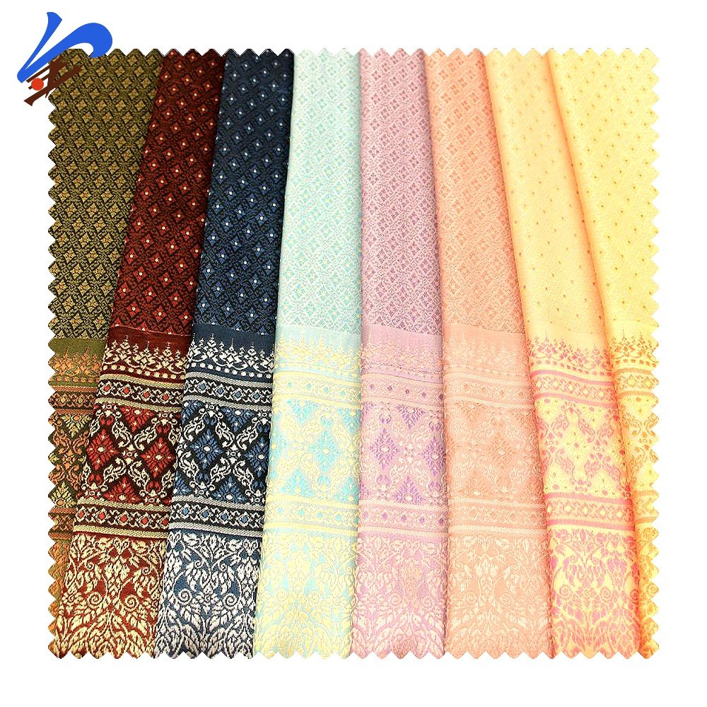 Jindian Wholesale Traditional Woven Thai Fabric 100% Polyester For Thai Sarong Women Beach Batik Fabric Bali Malaysia Indonesia
